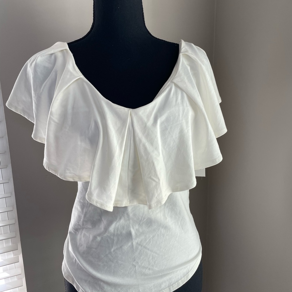 Free People White Ruffle Tank Top